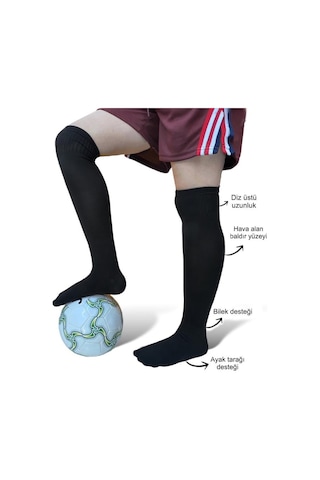 2 Adet Siyah Profesyonel Futbol Çorabı Tozluk Halı Saha Çorabı Konç Kartal-prof-2li - Siyah