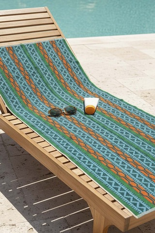Turkuaz Sahara %100 Pamuklu Plaj Havlusu 70x140 Cm Çok Renkli