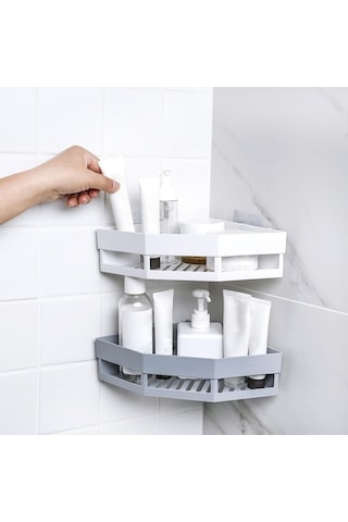 Pazly Üçgen Suntek Şampuan Rafı Raf Paslanmaz Magideal Köşe Gri Depolama Xs Çok Renkli