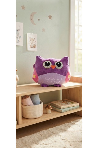 Peluş Baykuş Yastık 40 Cm Mor