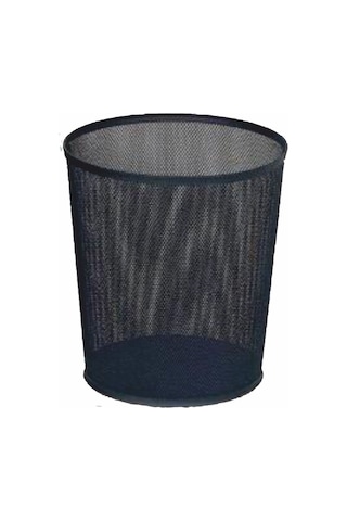 Ofis Tipi Metal Siyah Çöp Kovası Perforeli