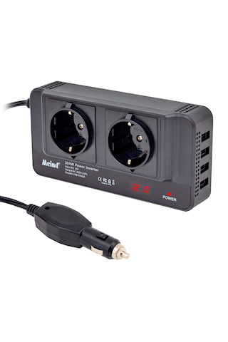 Powermaster 200w Araç Power İnverter - 12v Dc 220v Ac Çakmaklık Dönüştürücü - 2 Priz - 4 Usb - Dijital Göstergeli - Modifiye Sinüs