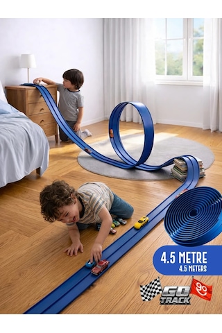 Go Track Mavi Renk Esnek Yarış-aksiyon Pisti 4.5 Mt - Flex Track Mavi