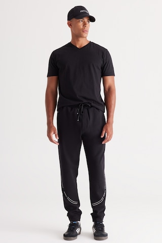 AC&Co / Altınyıldız Classics Erkek Sıyah Standart Fit Normal Kesim Baskılı Eşofman Altı Siyah