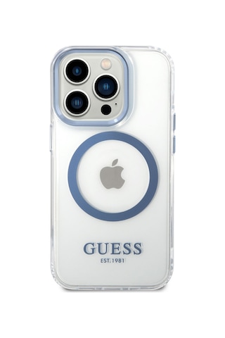 Apple Uyumlu iPhone 14 Pro Max Kılıf Guess Magsafe Şarj Özellikli Metal Kamera Çerçeveli Kapak