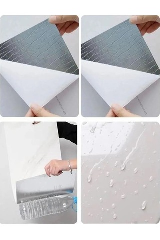 6 Adet Kendinden Yapışkanlı Dekoratif Esnek Köpük Beyaz Pvc Mermer Panel 60x30 0,18 Mkr Cm Mutfak Banyo Wc Gri