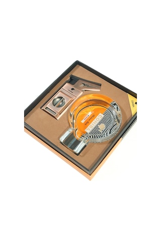 Cohiba Tek Torch Çakmak Kesici Kristal Küllük Bakır İkili Puro Seti Tr9834
