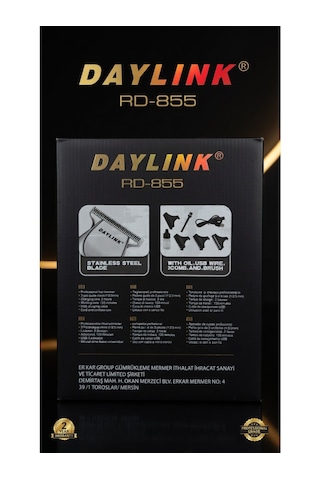 Daylink Rd-855 T-bıçak Saç, Sakal, Ense, Çizim Ve Lazer Epilasyon Öncesi Şarjlı Tıraş Makinesi 180 Dk