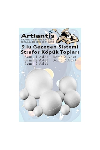 Artlantis Güneş Sistemi Maketi İçin 9 Lu Boyanabilir Strafor Top Seti Gezegenler Modeli Deney Okul Seti Köpük Kür Genel