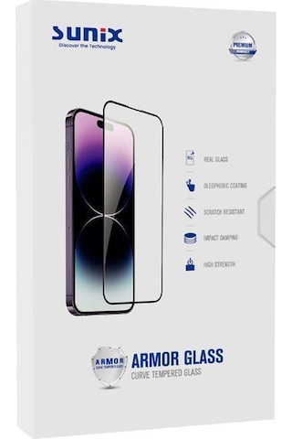 Sunix Apple Uyumlu iPhone 16 Pro Max İle Darbeye Dayanıklı Armor Ekran Koruyucu Cam
