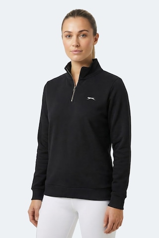 Slazenger Maxıs I Kadın Dik Yaka Fermuarlı Siyah Sweatshırt Siyah