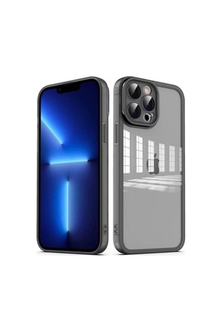 Apple Uyumlu iPhone 13 Pro Max Kılıf Kamera Korumalı Transparan Zore Post Kapak Siyah