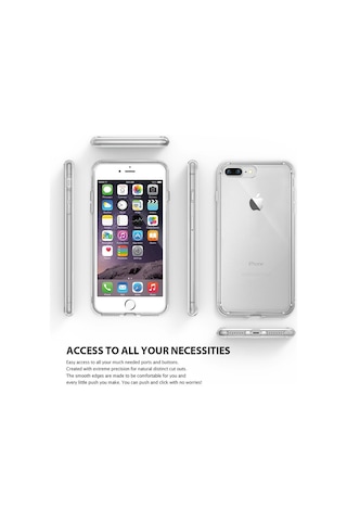 Ringke Fusion Apple Uyumlu iPhone 7/8 Plus İle Kılıf Smoke Black Tpu Bumper Extra Darbe Emici
