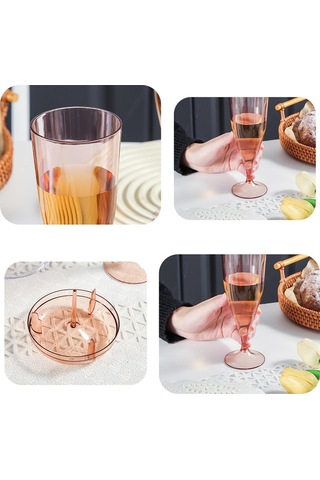 Pembe Şarap Kadehi Seti Abs Plastik Yaratıcı Yüksek Şeffaflık Ps