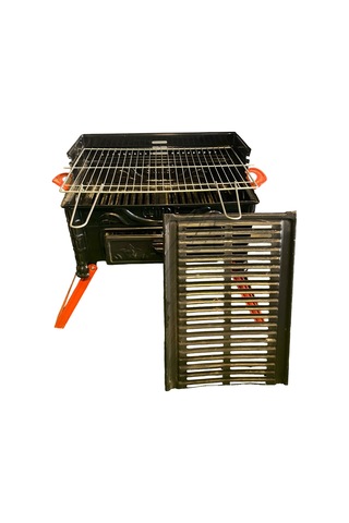 Pervazlı Emaye Boyalı Yüksek Ayaklı Mangal Kırmızı - Sarı