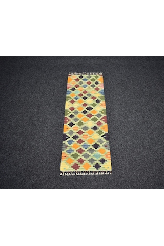 Zehra Abla Halı Yeni El Dokuma Cerit Yörükleri Meşhed İran Mini Yolluk Yün Kilim 7223 Çok Renkli