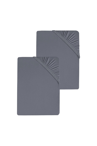 2 Adet Düz Pamuklu Tek Kişilik 80 X 200 X 30 Cm Lastikli Penye Çarşaf Antrasit