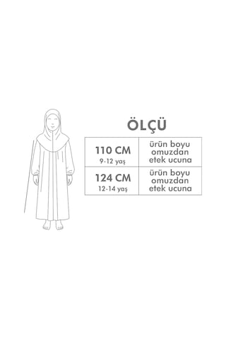 Kız Çocuk Tesettür Elbisesi Tek Parça Namaz Kıyafeti Tak Çıkar Başörtülü Pamuklu Lastikli Kolu Siyah
