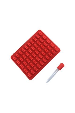 Geeksen Yeşil 50'li Ayı Şekilli Silikon Kalıp Seti 1 Kalıp + 1 Damlacık - Evde Şekerleme Ve Buzluk Yapımı, Kullanımı Kolay Ve Dayanıklı Çok Renkli