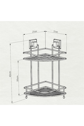 Tekno Tel Ef-253 Yapışkanlı 2 Katlı Köşelik Banyo Rafı Krom