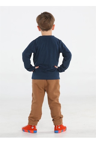 Casabony Kahve Yazılı Dino Jogger Pantolon + Tshirt Takım-kahve