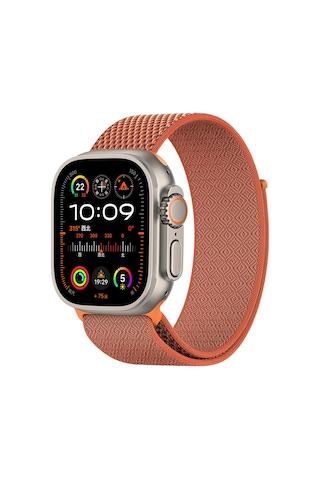 Watch 10 46mm Uyumlu Kordon Wiwu Wb501 Cloudflex Serisi Hasır Örgü Strap Kayış Turuncu