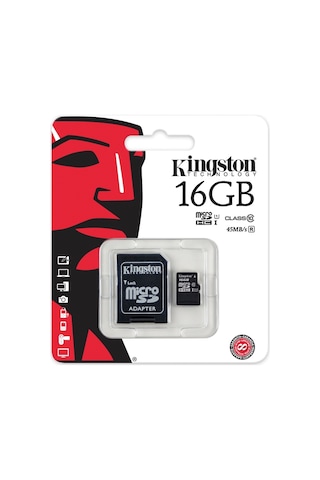 Kingston SDC10G2/16G 16 GB MicroSD Class 10 UHS-I Hafıza Kartı + Adaptör