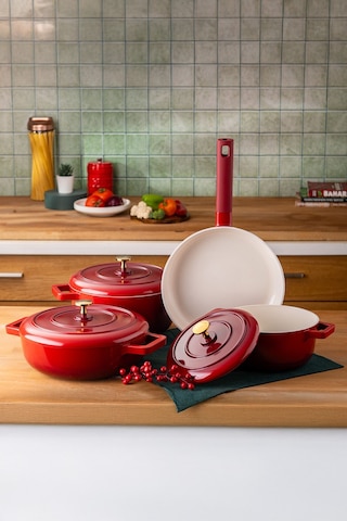 Emsan Red Royal 7 Parça Tencere Seti Kırmızı