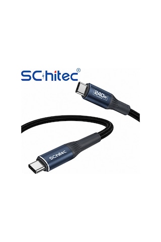 Schitec 240w Type-c To Type-c Süper Hızlı Data Ve Şarj Kablosu Siyah 2 Metre Hg/c-25