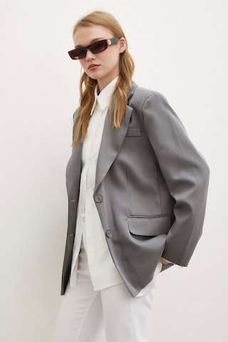 Never More Cep Kapaklı Kesik Detaylı Blazer Ceket Gri Gri