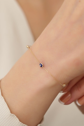 14 Ayar Altın Üç Lacivert Nazar Gözlü Bileklik Sarı Altın