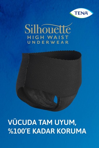 Silhouette Plus Kadınlara Özel Yüksek Bel Emici Külot Siyah L 8'li 2 Paket 16 Adet