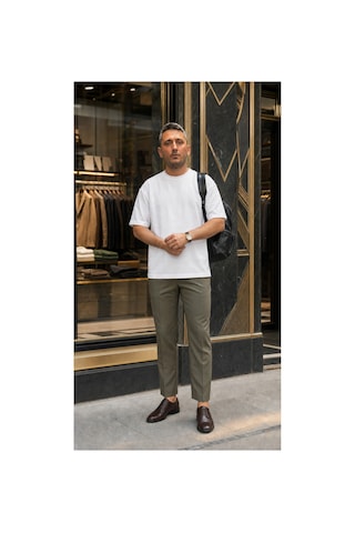 Modi Green Unisex Regular Fit Süprem Sıfır Yaka Kısa Kollu Tişört - Beyaz