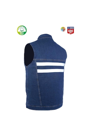 Kot İş Takımı Reflektörlü Kot Pantolon Ve Reflektörlü İş Yeleği Myform Marka 2958-2136
