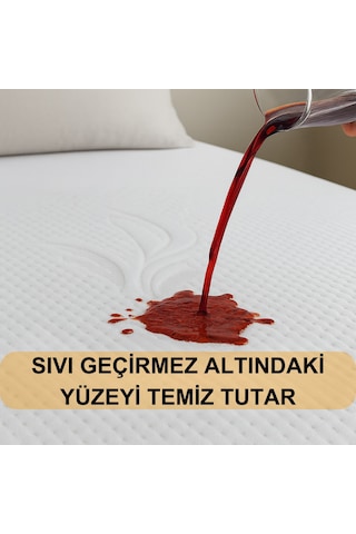 Yatak Alezi Kapitone Fitted Sıvı Geçirmez Yatak Örtüsü 180x200cm Beyaz