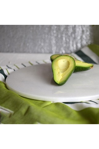 Akayev Mermer 30 Cm Beyaz Yuvarlak Sunum Tabağı Beyaz