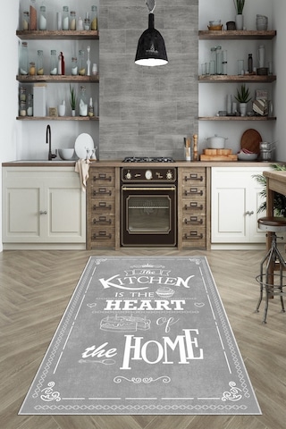 West Home Dijital Baskılı Yıkanabilir Kaymaz Taban Mutfak Halısı Wh 424 Grey