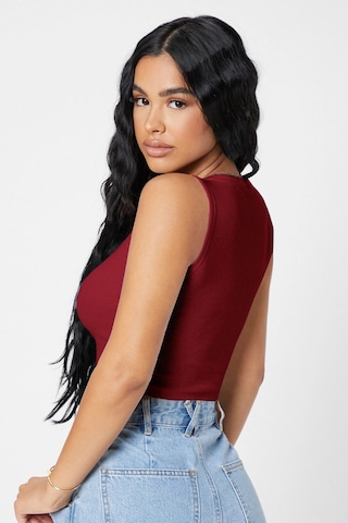 Angbutik Kadın Bordo Kare Yaka Crop Top Bluz