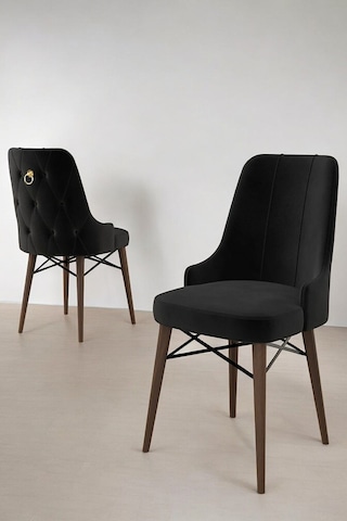 Zümra Serisi, Meşe Desen 80x132 Açılabilir Mdf Mutfak Masası Takımı 4 Adet Sandalye, Siyah
