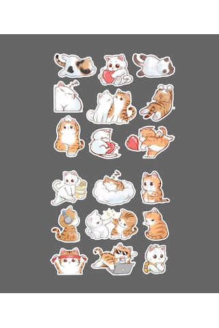 Kedi Çıkartmaları-2 Li - -mat Kağıt-sevimli Kedi Etiketleri -kawai Cat -sevimli Sticker -telefon Süslemeleri Gri
