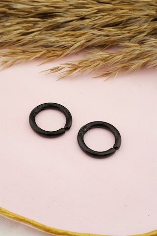 Unisex 316l Çelik Sıkıştırmalı Halka Küpe - Siyah