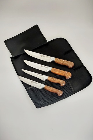 Sürmene Çantalı 4 Adet Bıçak Seti Ahşap