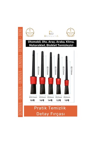 Detayfırçası Profesyonel Motor Jant İç Dış Bakım Klima Havalandırma Temizlik Detay Fırçası Seti 5+1