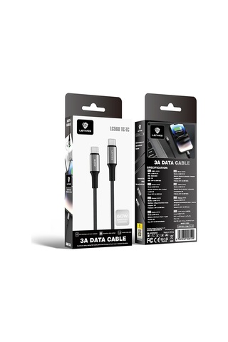 Lenyes Lc560 Type-c To Type-c Örgü Tasarımlı Hızlı Şarj Özellikli Data Ve Şarj Kablosu 60w 2m Siyah