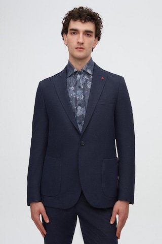 Twn Slim Fit Lacivert Armürlü Uçan Blazer Kumaş Ceket 4ef04zb024092 Lacivert