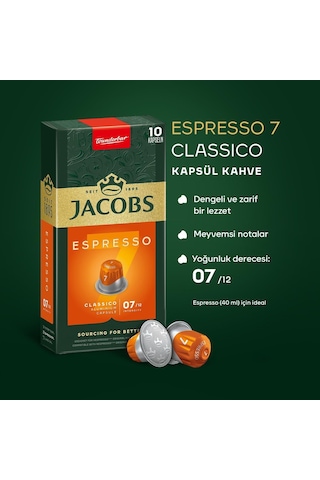 Jacobs Espresso 7 Classico Nespresso Uyumlu Kapsül Kahve 10 Kapsül X 5 Adet Kapsül Kahve