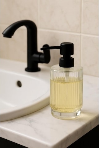 Cam Şeffaf Sıvı Sabunluk 200 Ml Banyo Lavabo Düz Renkli