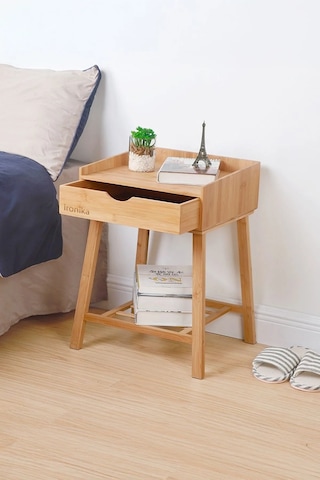 İronika Bambu Çekmeceli Dekoratif Lüx Komodin Bambu Çekmeceli Sehpa Ahşap