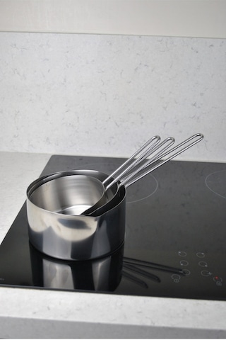 3'lü Set 304 Paslanmaz Çelik Kaçerola Sütlük Ve Sosluk 12-14-16 Cm Mini Yumurta Tavası Çelik
