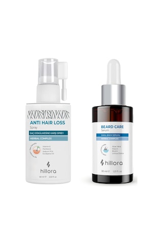 Hillora Saç Dökülmesine Karşı Sprey 60ml & Sakal Bakım Serumu 30ml Seti